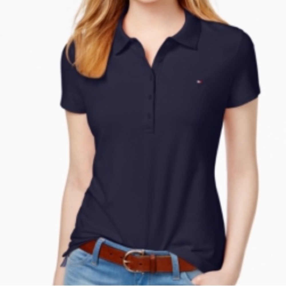 Tommy Hilfiger Women’s Navy Short Sleeve Polo Top,  Size: Medium